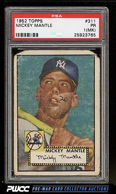 1952 Topps Mickey Mantle 311 PSA 1mk PR PWCC