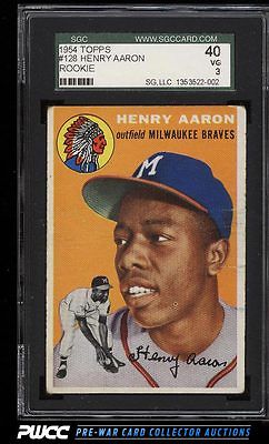 1954 Topps Hank Aaron ROOKIE RC 128 SGC 340 VG PWCC