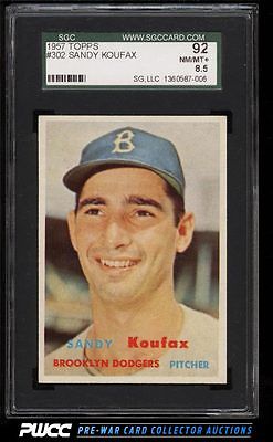 1957 Topps Sandy Koufax 302 SGC 8592 NMMT PWCC