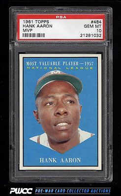 1961 Topps Hank Aaron MVP 484 PSA 10 GEM MINT PWCC