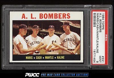 1964 Topps Mickey Mantle Roger Maris Kaline AL BOMBERS 331 PSA 9 MINT PWCC