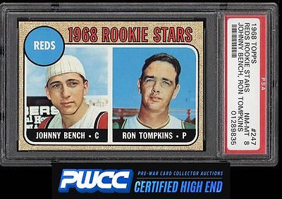 1968 Topps Johnny Bench ROOKIE RC 247 PSA 8 NMMT PWCCHE