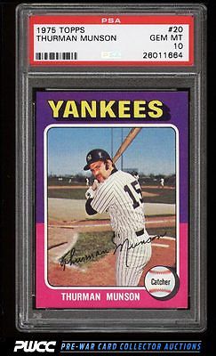 1975 Topps Thurman Munson 20 PSA 10 GEM MINT PWCC