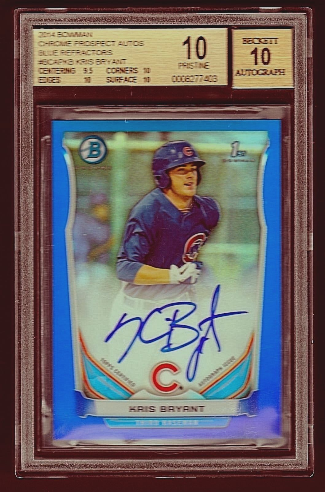 2014 Bowman Chrome KRIS BRYANT Auto True RC BLUE Refractor 150 Autograph MVP