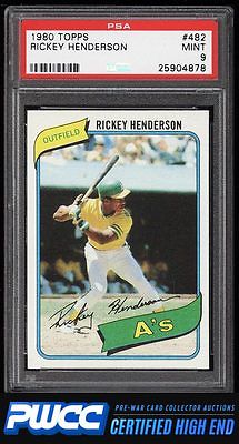 1980 Topps Rickey Henderson ROOKIE RC 482 PSA 9 MINT PWCCHE