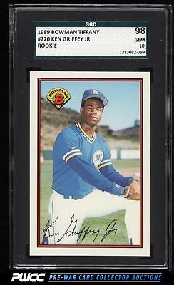 1989 Bowman Tiffany Ken Griffey Jr ROOKIE RC 220 SGC 1098 GEM MINT PWCC