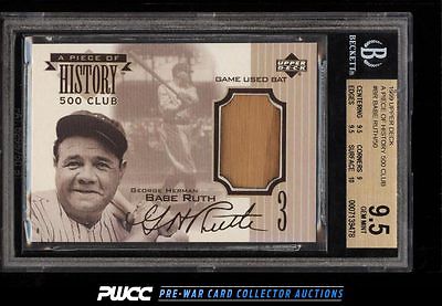 1999 UD A Piece Of History 500 HR Club Babe Ruth BAT PATCH BGS 95 GEM MT PWCC