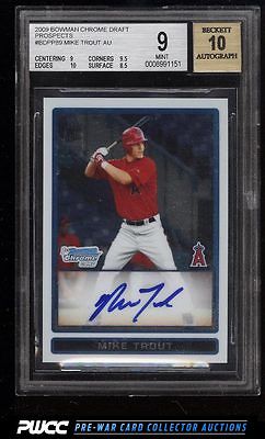 2009 Bowman Chrome Draft Mike Trout ROOKIE RC BDPP89 AUTO BGS 9 MINT PWCC