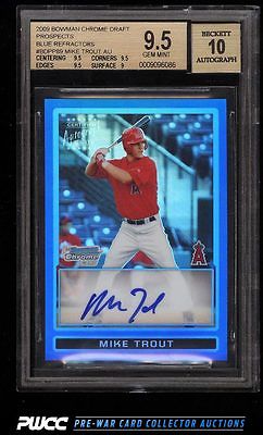 2009 Bowman Chrome Blue Refractors Mike Trout ROOKIE RC AUTO 150 BGS 95 PWCC