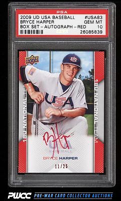 2009 UD USA Baseball Box Set Red Bryce Harper ROOKIE AUTO 25 PSA 10 GEM PWCC