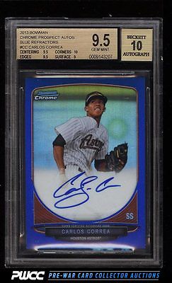 2013 Bowman Chrome Blue Refractors Carlos Correa ROOKIE AUTO 150 BGS 95 PWCC