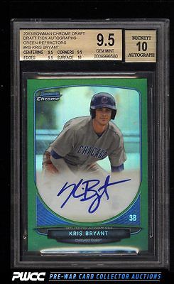 2013 Bowman Chrome Green Refractors Kris Bryant ROOKIE AUTO 75 BGS 95 PWCC