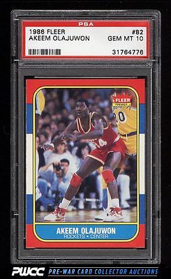 1986 Fleer Basketball Hakeem Olajuwon ROOKIE RC 82 PSA 10 GEM MINT PWCC