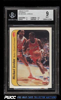 1986 Fleer Sticker Michael Jordan ROOKIE RC 8 BGS 9 MINT PWCC