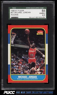 1986 Fleer Basketball Michael Jordan ROOKIE RC 57 SGC 4555 VGEX PWCC