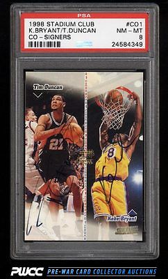 1998 Stadium Club CoSigners Kobe Bryant  Tim Duncan AUTO PSA 8 NMMT PWCC