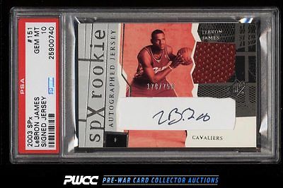 2003 SPx Signed Jersey LeBron James ROOKIE RC AUTO PATCH 750 PSA 10 GEM PWCC