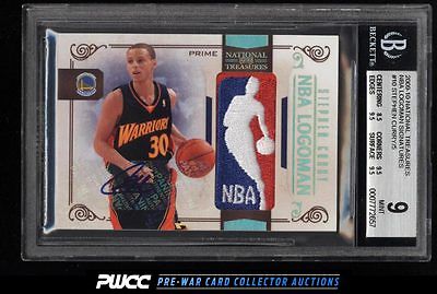 2009 National Treasures NBA Logoman Stephen Curry RC AUTO PATCH 5 BGS 9 PWCC