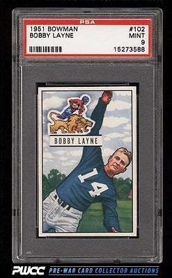 1951 Bowman Football Bobby Layne 102 PSA 9 MINT PWCC