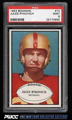 1953 Bowman Football Jules Rykovich 74 PSA 9 MINT PWCC
