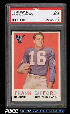 1959 Topps Football Frank Gifford 20 PSA 9 MINT PWCC