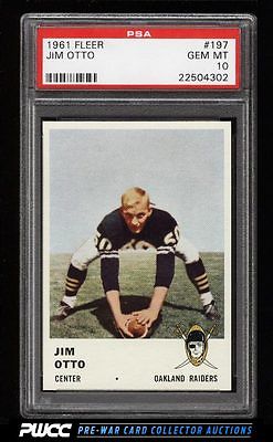 1961 Fleer Football Jim Otto ROOKIE RC 197 PSA 10 GEM MINT PWCC