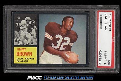 1962 Topps Football Jim Brown 28 PSA 8 NMMT PWCC