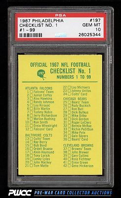 1967 Philadelphia Checklist 197 PSA 10 GEM MINT PWCC