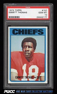 1972 Topps Football Emmitt Thomas ROOKIE RC 157 PSA 10 GEM MINT PWCC