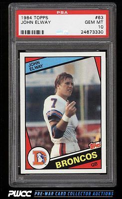 1984 Topps Football John Elway ROOKIE RC 63 PSA 10 GEM MINT PWCC