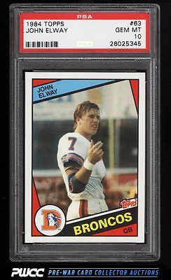 1984 Topps Football John Elway ROOKIE RC 63 PSA 10 GEM MINT PWCC