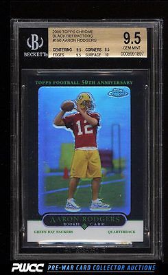 2005 Topps Chrome Black Refractors Aaron Rodgers ROOKIE RC 100 BGS 95 PWCC