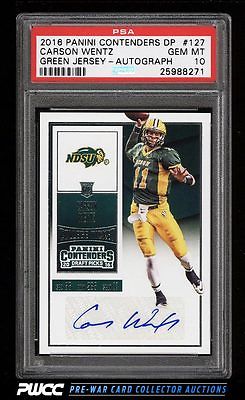 2016 Panini Contenders Carson Wentz ROOKIE RC AUTO 127 PSA 10 GEM MINT PWCC