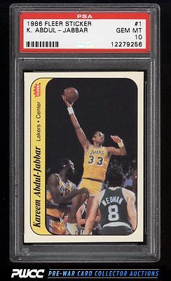 1986 Fleer Sticker SETBREAK Kareem AbdulJabbar 1 PSA 10 GEM MINT PWCC