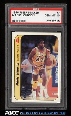 1986 Fleer Sticker SETBREAK Magic Johnson 7 PSA 10 GEM MINT PWCC