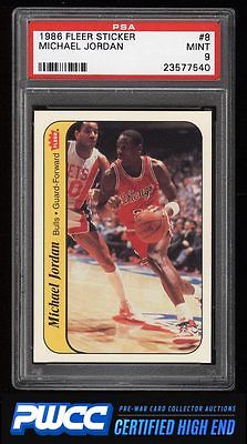 1986 Fleer Sticker Michael Jordan ROOKIE RC 8 PSA 9 MINT PWCCHE