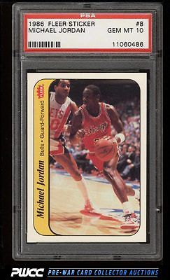 1986 Fleer Sticker Michael Jordan ROOKIE RC 8 PSA 10 GEM MINT PWCC