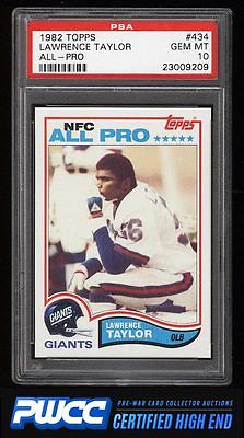 1982 Topps Football Lawrence Taylor ROOKIE RC 434 PSA 10 GEM MINT PWCCHE