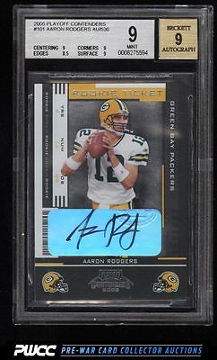 2005 Playoff Contenders Aaron Rodgers ROOKIE RC AUTO 101 BGS 9 MINT PWCC
