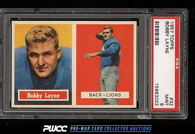 1957 Topps Football Bobby Layne 32 PSA 9 MINT PWCC