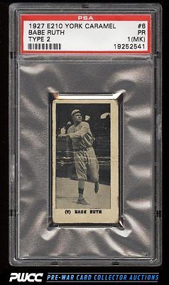 1927 E210 York Caramels Type 2 Babe Ruth 6 PSA 1mk PR PWCC