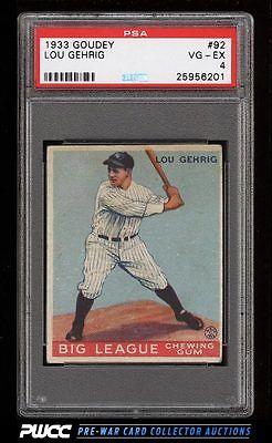 1933 Goudey Lou Gehrig 92 PSA 4 VGEX PWCC