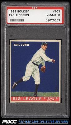 1933 Goudey Earle Combs 103 PSA 8 NMMT PWCC