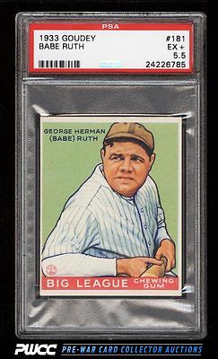 1933 Goudey Babe Ruth 181 PSA 55 EX PWCC