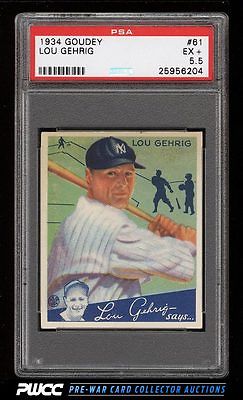 1934 Goudey Lou Gehrig GREEN 61 PSA 55 EX PWCC