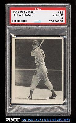 1939 Play Ball Ted Williams ROOKIE RC 92 PSA 4 VGEX PWCC