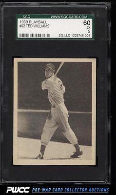 1939 Play Ball Ted Williams ROOKIE RC 92 SGC 560 EX PWCC