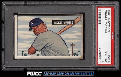 1951 Bowman Mickey Mantle ROOKIE RC 253 PSA 4 VGEX PWCC