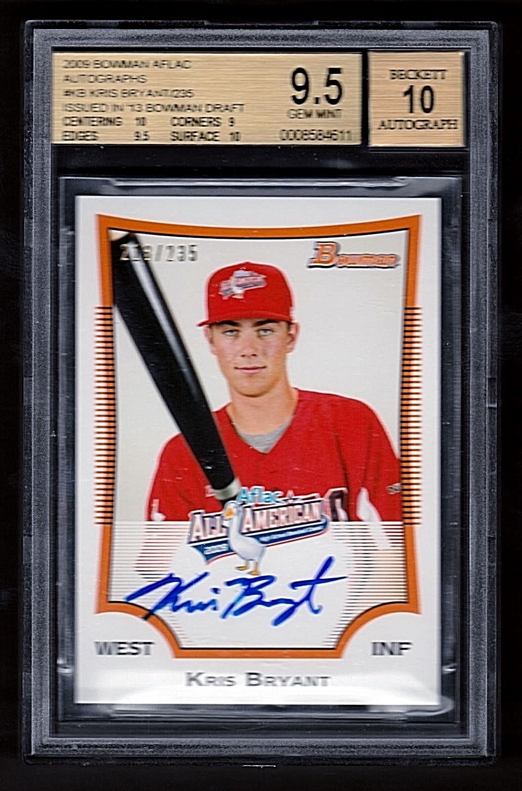 2009 Bowman KRIS BRYANT Auto RC Gem Mint BGS 9510 Autograph Rookie MVP Hot