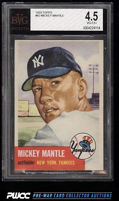 1953 Topps Mickey Mantle SHORT PRINT 82 BVG 45 VGEX PWCC